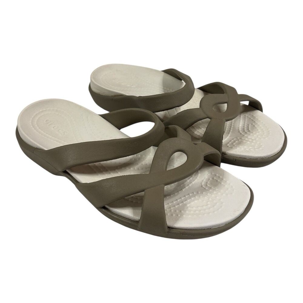 CROCS Meleen Twist Beige/Tan Slip-On Sandal Slides Size 7